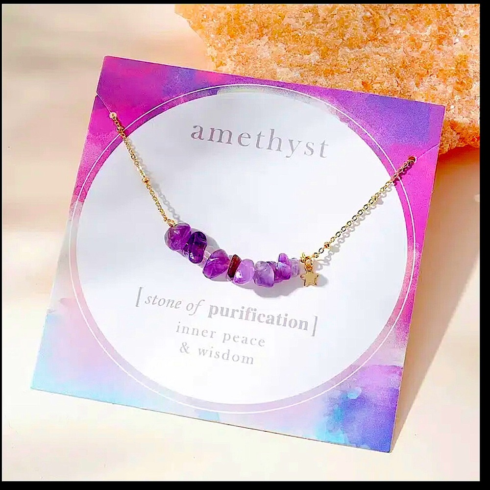 Amethyst Stone Necklace- Inner Peace jewelry. New